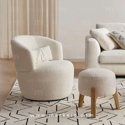Pouf rond confortable et élégant de la gamme textile Markeio.