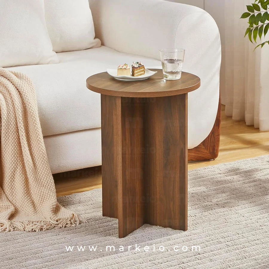 Table d'appoint Alno en MDF finition noyer pour salon moderne.