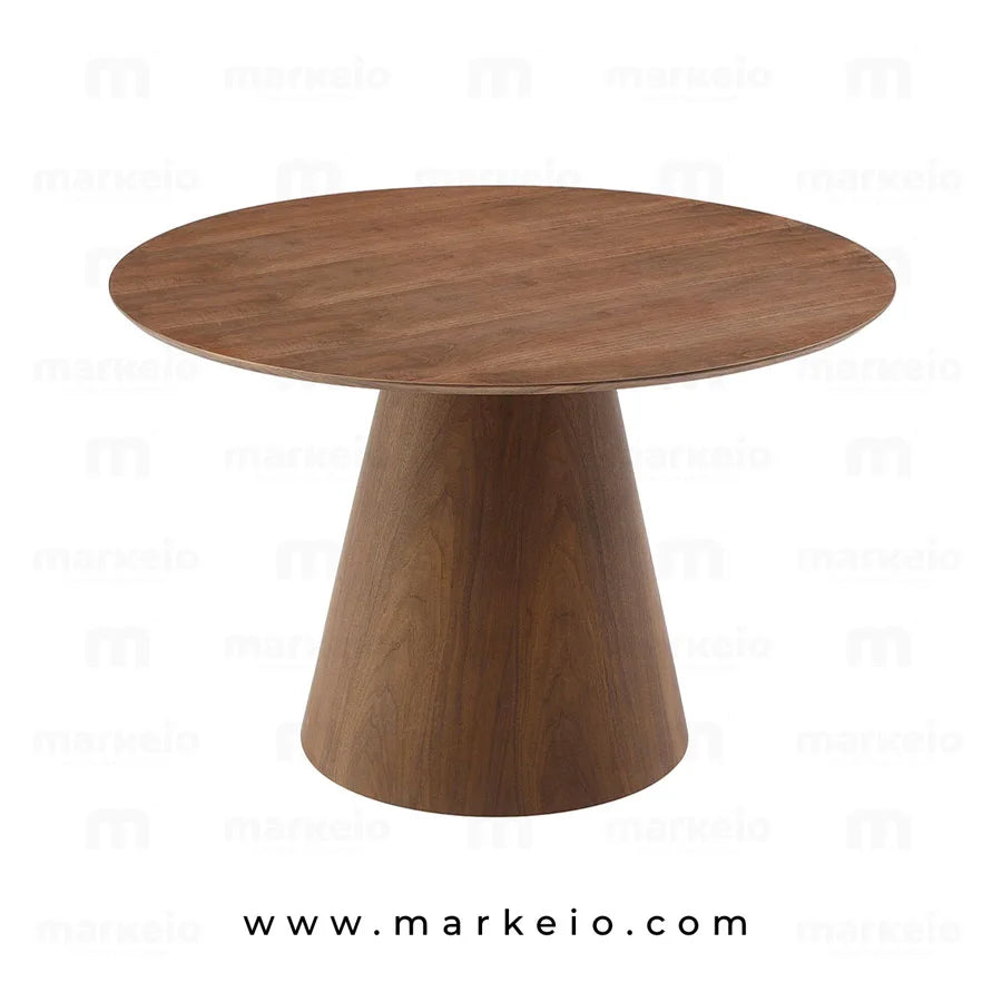 Table de repas ronde en bois de noyer pour un intérieur chaleureux