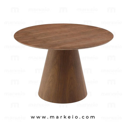 Table de repas ronde en bois de noyer pour un intérieur chaleureux