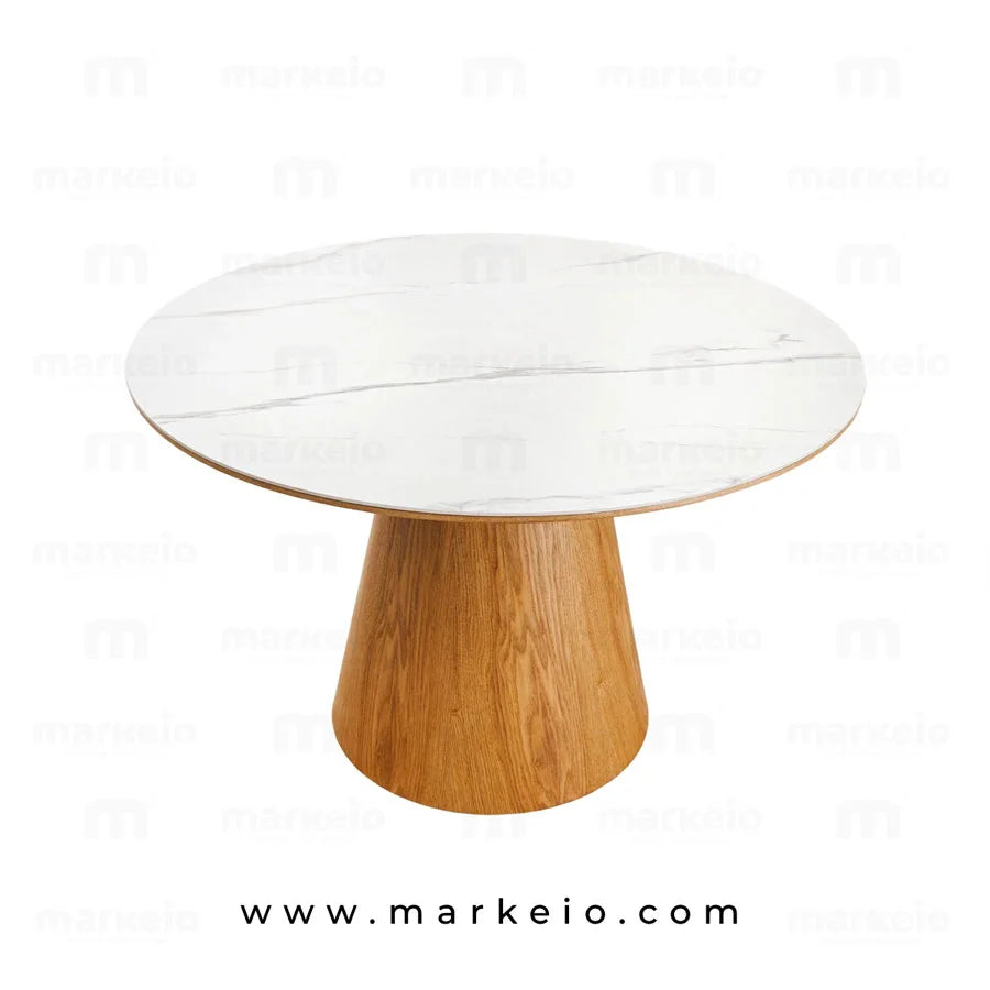 Table de repas ronde design pour 6 personnes modèle Conik.
