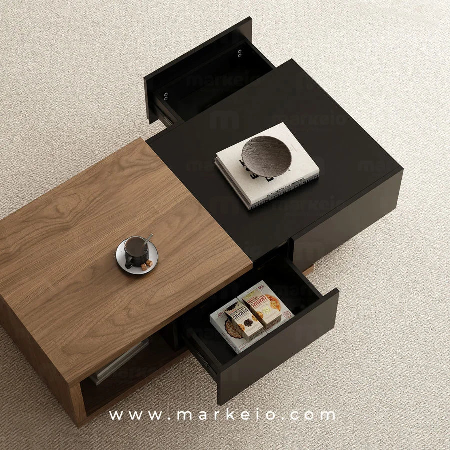 Table de salon modulable pour un gain de place et un design moderne.